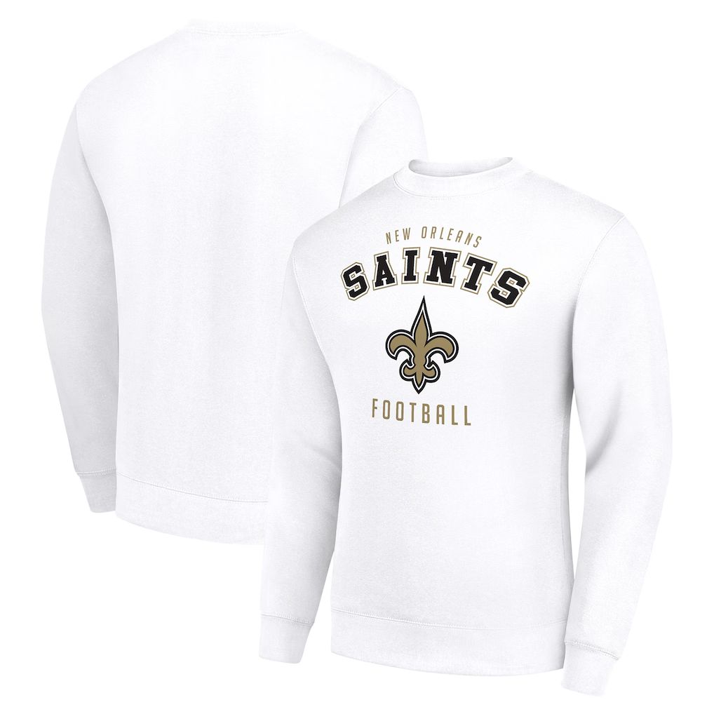 Men 2026 NFL New Orleans Saints white round-neck sweatshirt style 01->new orleans saints->NFL Jersey